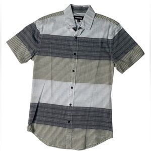 Sz various Express Gray Casual Button Down Shirt with Modern Stripes